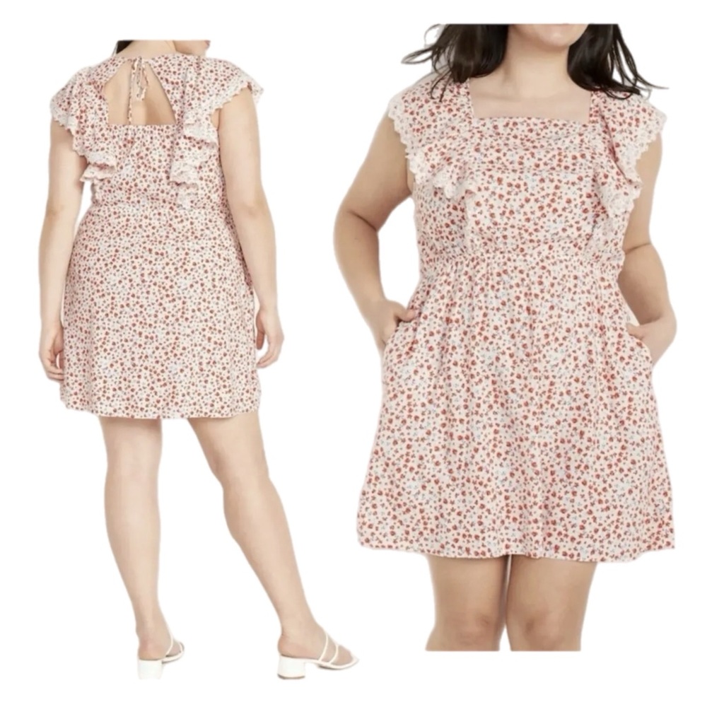 RUFFLE SLEEVE FLORAL PRINT OLD NAVY DRESS SIZE 2XL